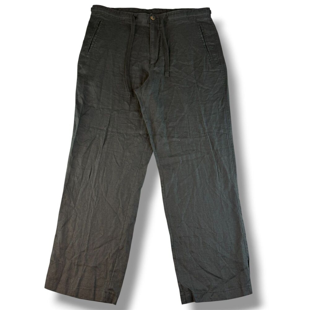Tasso Elba Island Black Linen's Drawstring Men's Pants Size 34"x30" Casual